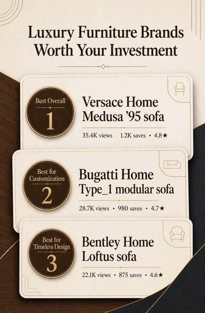 Top 3 Luxury Furniture Brands Worth Your Investment in 2026 8 An infographic comparing luxury furniture brands with product details and features.